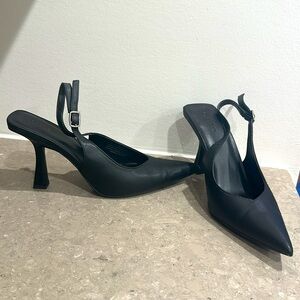 Never worn, open edit sling back heels. Black size 9.5.